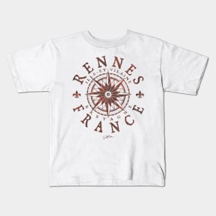 Rennes, Brittany, France, Compass Rose Kids T-Shirt